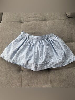Zara Light Blue and White Striped Top